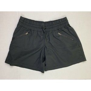 FLEX'N Woman's M Medium Black Athletic Lounge Shorts Zipped Pockets Elastic Wais